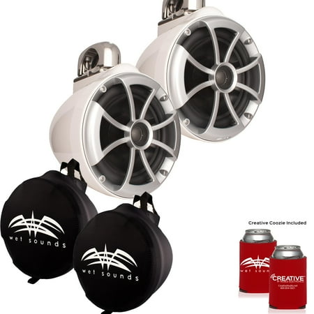 Wet Sounds ICON8-WFC ICON Series Fixed Clamp Wake Tower Speakers (pair) with Wet Sounds Suitz8 Speaker Covers