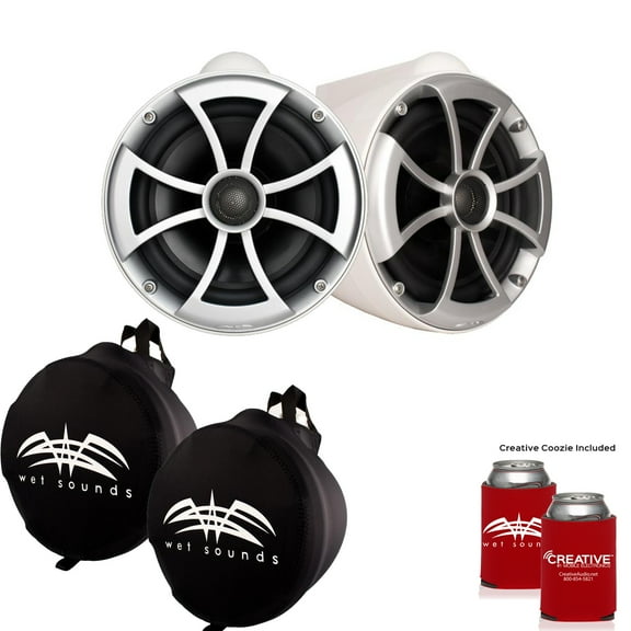 Wet Sounds ICON8-WX ICON Series X-Mount Wake Tower Speakers (pair) with Wet Sounds Suitz8 Speaker Covers