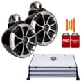 thumbnail image 1 of Wet Sounds ICON8B-FC Black 8" Tower Speakers with Stainless Fixed Clamps and Wet Sounds HTX2 Amplifier, 1 of 7