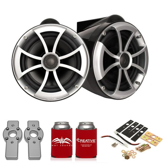 Wet Sounds ICON8B-X ICON Series 8" Black Wake Tower Speakers with ADPMCBracket-11 MasterCraft Adapters