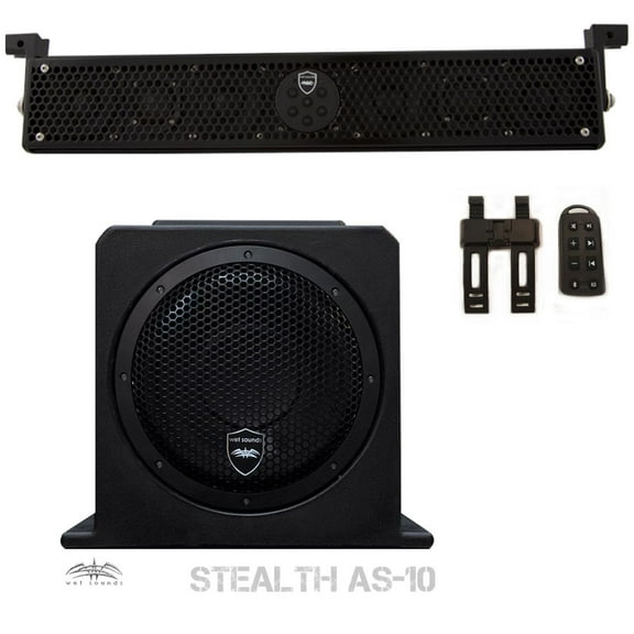 Wet Sounds Package - Black Stealth 6 Ultra HD Sound Bar w/ Remote and AS-10 10" 500 Watt Powered Stealth Subwoofer