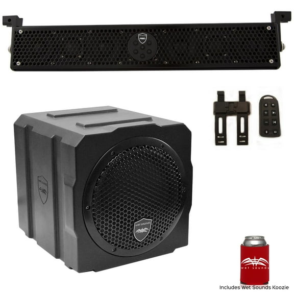 Wet Sounds Package - Black Stealth 6 Ultra HD Sound Bar w/ Remote and AS-8 8" 350 Watt Powered Stealth Subwoofer