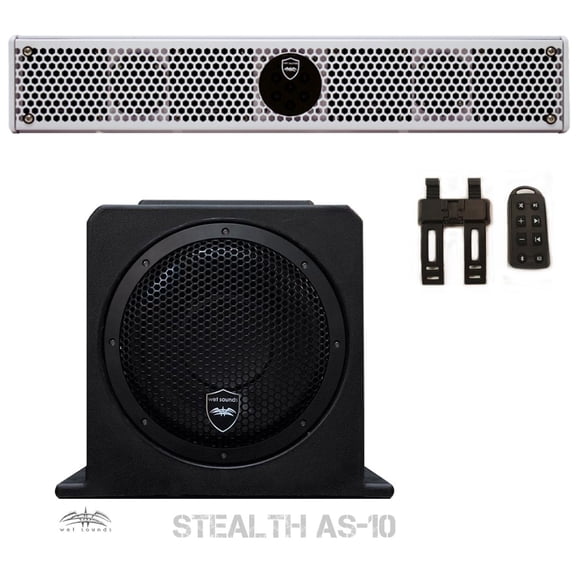 Wet Sounds Package - White Stealth 6 Ultra HD Sound Bar w/ Remote and AS-10 10" 500 Watt Powered Stealth Subwoofer