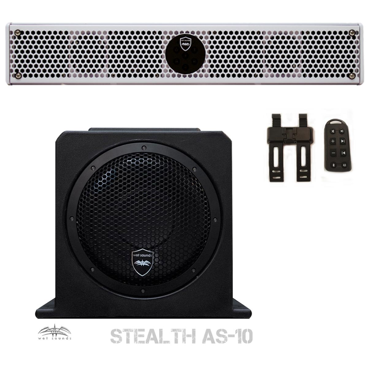 Wet Sounds Package - White Stealth 6 Ultra HD Sound Bar w/ Remote and AS-10 10" 500 Watt Powered Stealth Subwoofer - image 1 of 7