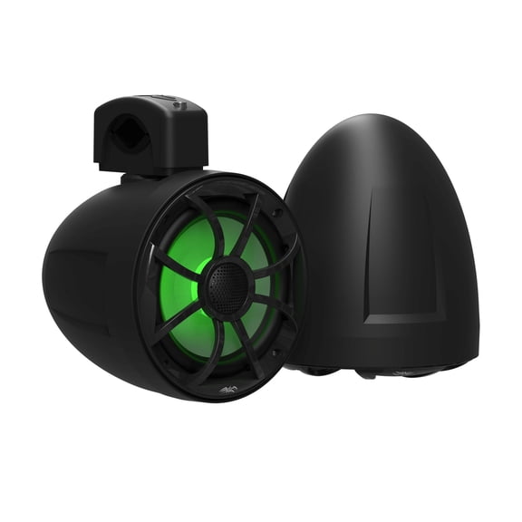Wet Sounds RECON 6 Black Roll Cage Speakers for UTVs with Black XS Grille & RGB LEDs (Pair)