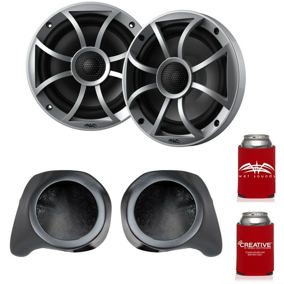 Wet Sounds RECON 6-S 6.5" Silver Grill Marine Speakers with YZ-F65U Front Speaker Pods Compatible With Yamaha YXZ1000R 2016+