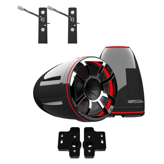Wet Sounds REV 10 HD 10" Horn Loaded Compression Driver Tower Speakers with XS Grills & X Mount, 400 Watts RMS, BLACK, Pair with Wet Sounds BLACK Centurion Gladiator brackets