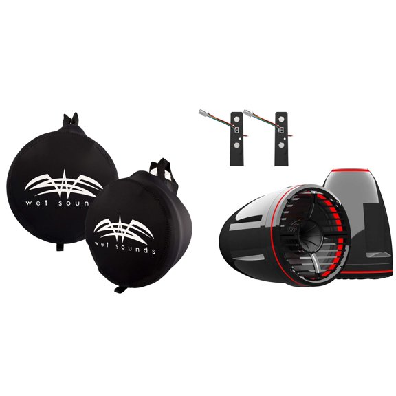 Wet Sounds REV-10-HD-XW-B-X REV 10" Black HD Tower Speakers with XW Grille and Black X-Mount Kit (NO Clamps) with SUITZ-REV-10-HD Neoprene Protective Covers