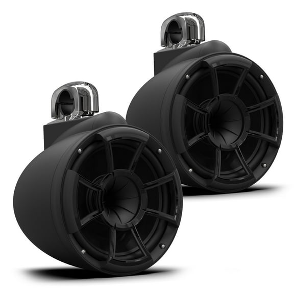 Wet Sounds REV 10 SE B-FC SS V2 - Matte Black REV10 Special Edition - Revolution Series 10" Tower Speakers, Pair with Fixed Clamps