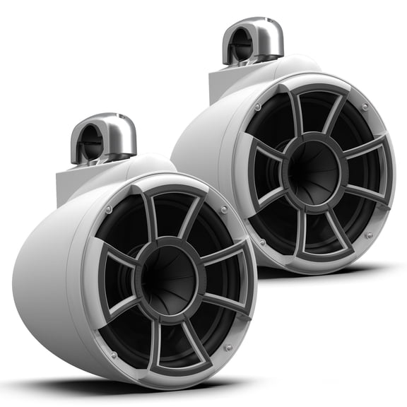 Wet Sounds REV 10 SE W-FC SA V2 - Matte White REV10 Special Edition - Revolution Series 10" Tower Speakers, Pair with Aluminum Fixed Clamps