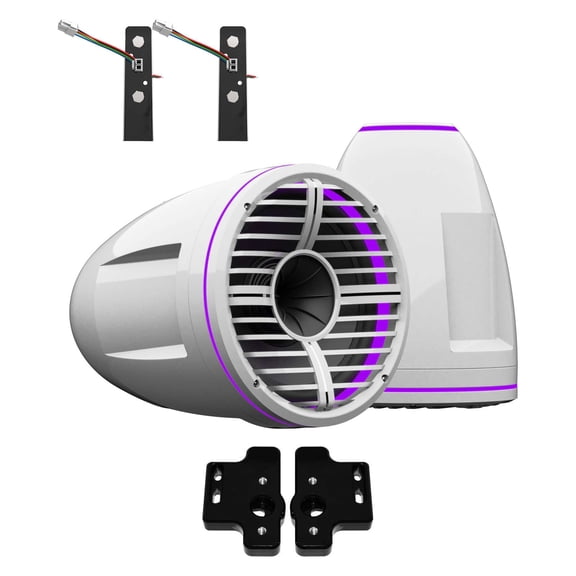 Wet Sounds REV 12 HD 12" Horn Loaded Compression Driver Tower Speakers with XW Grills & X Mount, 400 Watts RMS, White, Pair with Wet Sounds BLACK Centurion Gladiator brackets