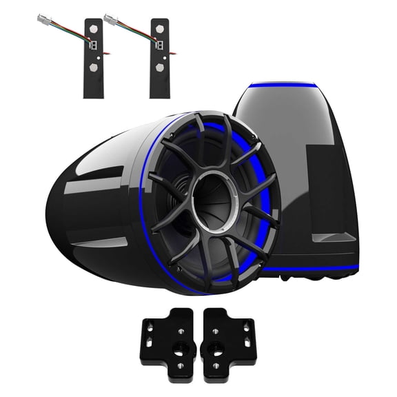 Wet Sounds REV 12 HD 12" Horn Loaded Compression Driver Tower Speakers with XZ Grills & X Mount, 400 Watts RMS, BLACK, Pair with Wet Sounds BLACK Centurion Gladiator brackets
