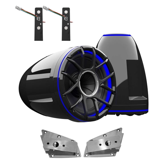 Wet Sounds REV 12 HD 12" Horn Loaded Compression Driver Tower Speakers with XZ Grills & X Mount, 400 Watts RMS, BLACK, Pair with Wet Sounds Lower brackets for Nautique FC5 Tower