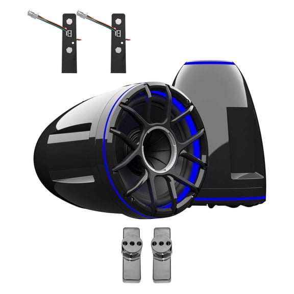 Wet Sounds REV 12 HD 12" Horn Loaded Compression Driver Tower Speakers with XZ Grills & X Mount, 400 Watts RMS, BLACK, Pair with Wet Sounds Upper brackets for Nautique FC5 Tower