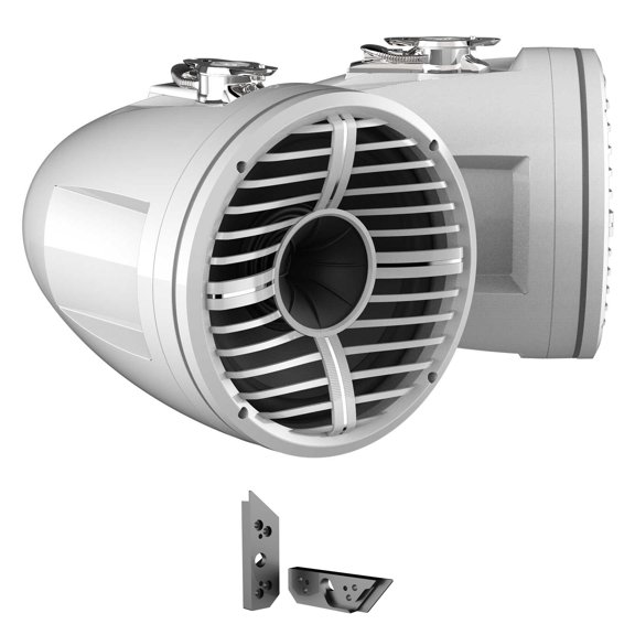 Wet Sounds REV 12 HD 12" Tower Speakers with XW Grills 400 Watts RMS, White, Pair with Wet Sounds ADP-MALIBU-G5-G Brushed Tower Speakers Adapters for the 2021+ Malibu G5 Tower