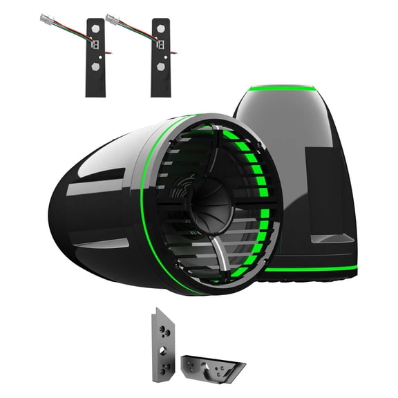 Wet Sounds REV 12 HD 12" Tower Speakers with XW Grills & X Mount, 400 Watts RMS, BLACK, Pair with Wet Sounds ADP-MALIBU-G5-G Brushed Tower Speakers Adapters for the 2021+ Malibu G5 Tower