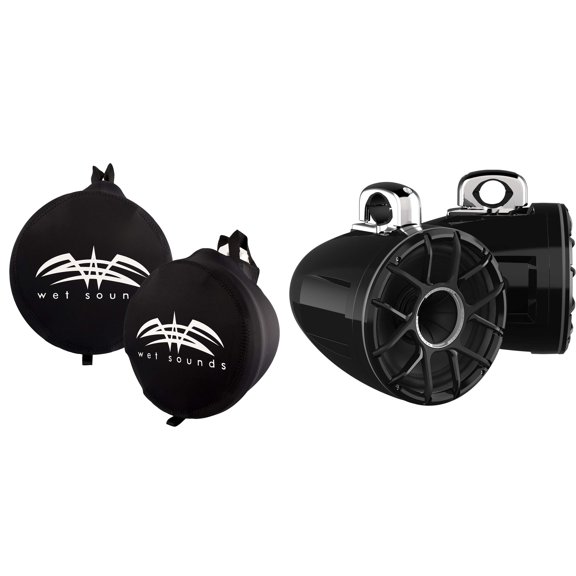 Wet Sounds REV-12-HD-XZ-B-FC REV 12" Black HD Tower Speakers with XZ Grille and TC3 Fixed Clamps with SUITZ-REV-12-HD Neoprene Protective Covers