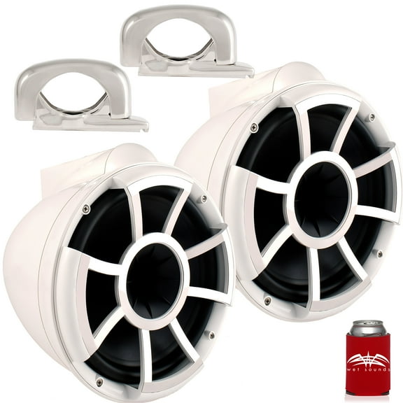 Wet Sounds REV10 White 10" Tower Speakers with Mini Fixed Clamps - Fits 1" to 1 7/8" Pipe