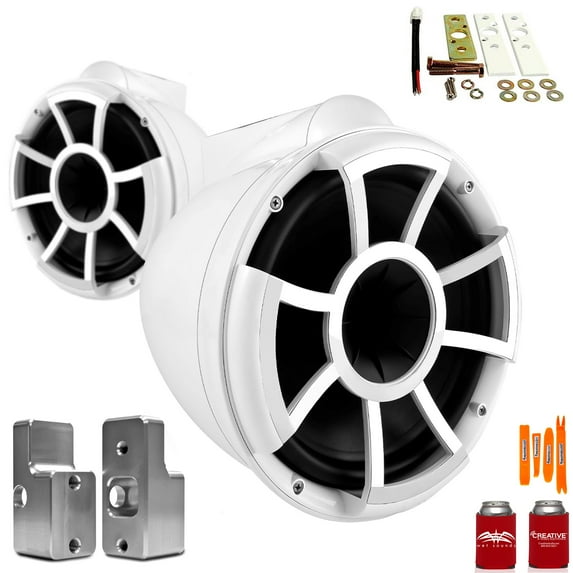 Wet Sounds REV10W-X 10" White Fixed Tower Speakers with Nautique G Tower Adapters