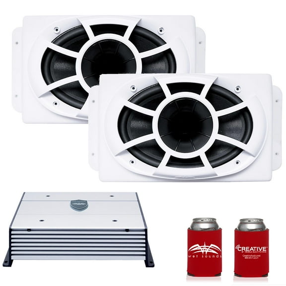 Wet Sounds REV6X9-SM-W HCLD 6x9" in White Roto-Molded Enclosure & HTX2 600 Watt Amplifier