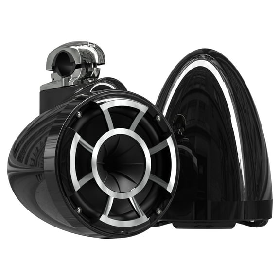 Wet Sounds REV8 Black 8" Tower Speakers with Mini Fixed Clamps - Fits 1" to 1 7/8" Pipe