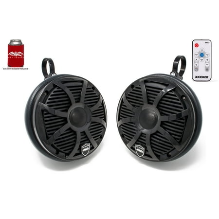 Wet Sounds REVO 6-SWB Black 6.5 Inch Marine LED Speakers & Enclosures (1.75" Clamps) & LED Controller