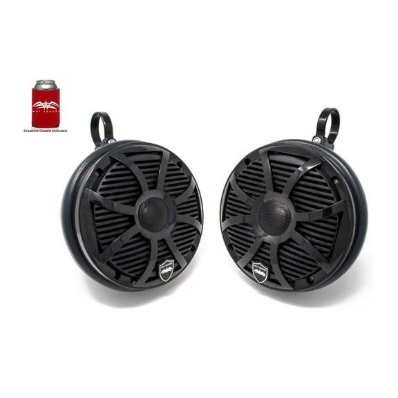 Wet Sounds REVO 6-SWB Black 6.5 Inch Marine LED Speakers & Roll Cage Enclosures (1.75" Clamps)