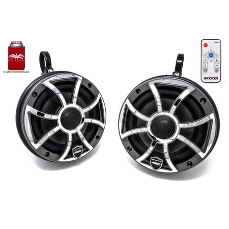 Wet Sounds REVO 6-XSG-SS GunMetal 6.5 Inch Marine LED Speakers & Enclosures (1.75" Clamps) & LED Controller