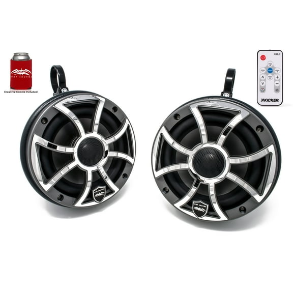 Wet Sounds REVO 6-XSG-SS GunMetal 6.5 Inch Marine LED Speakers & Enclosures (1.75" Clamps) & LED Controller