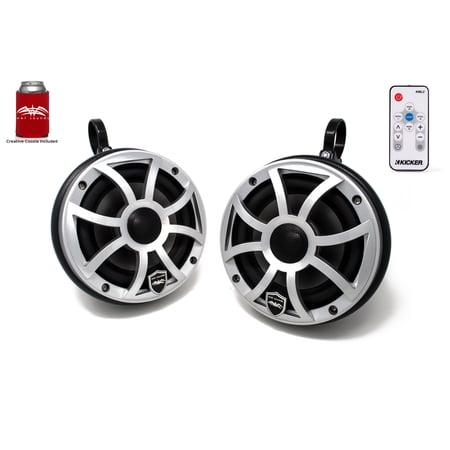 Wet Sounds REVO 6-XSS Silver 6.5 Inch Marine LED Speakers & Enclosures (1.75" Clamps) & LED Controller