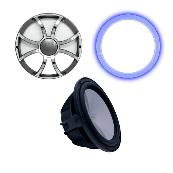 Wet Sounds Revo 10" Subwoofer, Grill, & RGB LED Ring - Black Subwoofer & Gunmetal Steel Grill - 2 Ohm