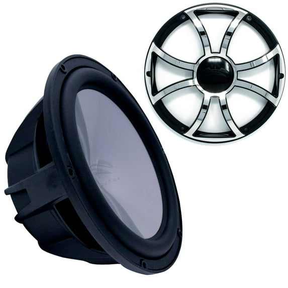 Wet Sounds Revo 12" Subwoofer & Grill - Black Subwoofer & Black Grill With Stainless Steel Inserts - 2 Ohm