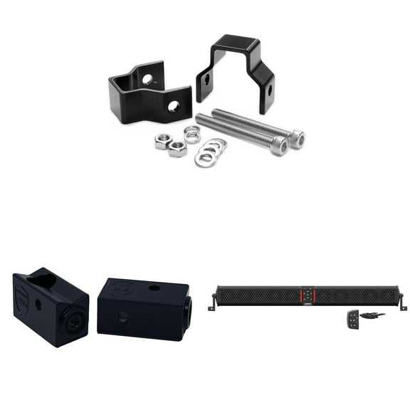 Wet Sounds STEALTH-XT-12-B STEALTH XT 12 Speaker All-In-One Amplified Bluetooth Soundbar With Remote  Black with Slider Brackets and .75" Square Clamps
