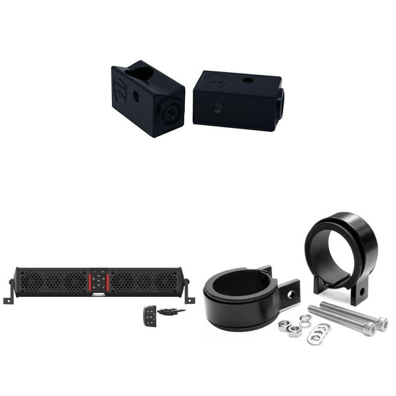 Wet Sounds STEALTH-XT-6-B Wet Sounds STEALTH XT 6 Speaker All-In-One Amplified Bluetooth Soundbar With Remote  Black with Slider Brackets and 2.00" Round Clamps