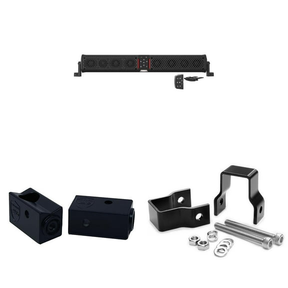 Wet Sounds STEALTH-XT-8-B STEALTH XT 8 Speaker All-In-One Amplified Bluetooth Soundbar With Remote  Black with Slider Brackets and 1.00" Square Clamps