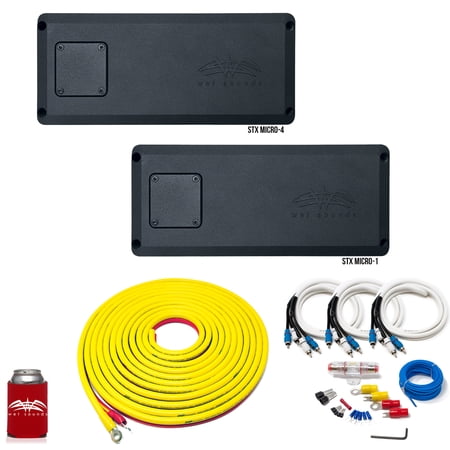 Wet Sounds - STX Micro-1 Subwoofer Amp, STX Micro-4 4-Channel Amp, And 7 Meter Marine Wiring Kit