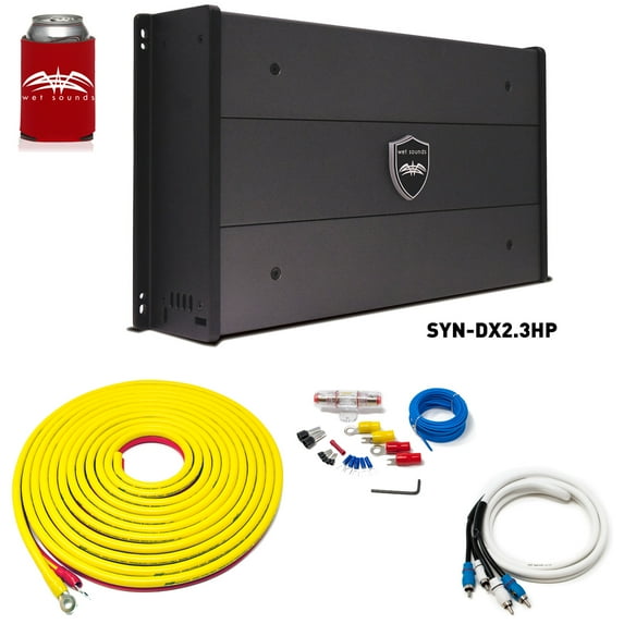 Wet Sounds SYN-DX-2.3HP SYN-DX Series Marine Amplifier & Stinger 7-Meter 4-Gauge Amplifier Wiring Kit w/ RCAs