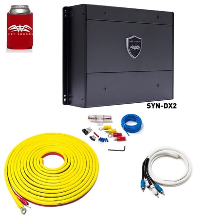 Wet Sounds SYN-DX 2 Full Range Class D Amplifier & Stinger 7-Meter 4-Gauge Amplifier Wiring Kit w/ RCAs