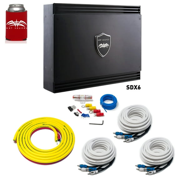 Wet Sounds Sinister SDX6 6-channel Amplifier & Stinger 3-Meter 4-Gauge Amplifier Wiring Kit w/ RCAs