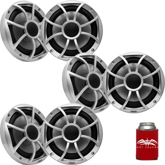 Wet Sounds - Three Pairs Of RECON 6-S Recon Series 6.5" 60-Watt RMS Coaxial Speakers With Silver XS Grilles And Cones