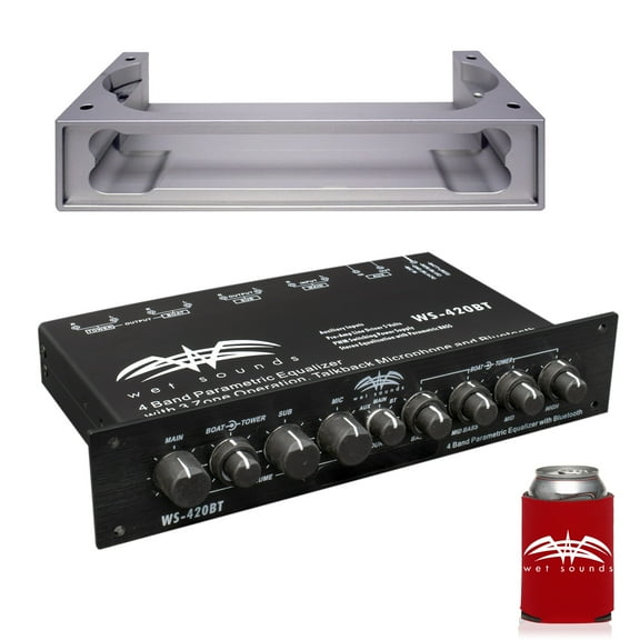 Wet Sounds WS-420BT 3-Zone Bluetooth Equalizer With WS-BTEQUDM-S Silver Under Dash Mount