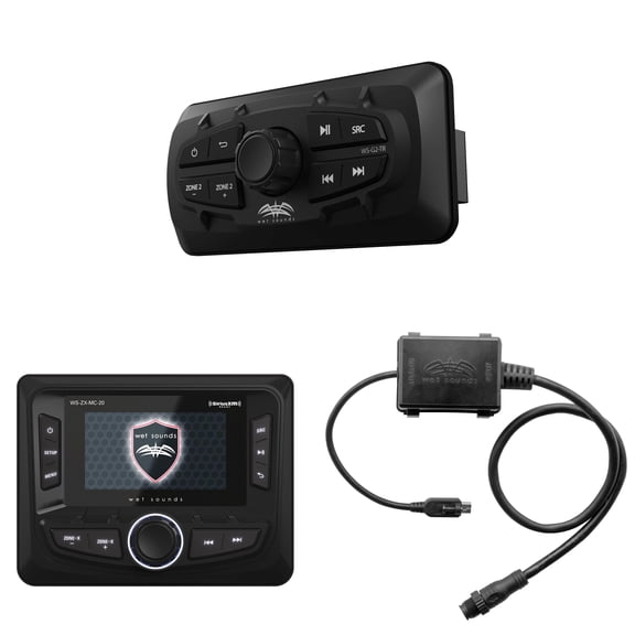 Wet Sounds WS-ZX-MC-20 3-Zone Marine Stereo w/ Bluetooth, AM/FM/WB, SiriusXM Ready, NMEA 2000 + Wired Transom Remote and NMEA Adapter