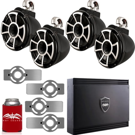 Wet Sounds for Mastercraft 2007 & Up - Two Pairs Of REV10 10" Black Swivel Tower Speakers with Adapters & SD2 Amplifier