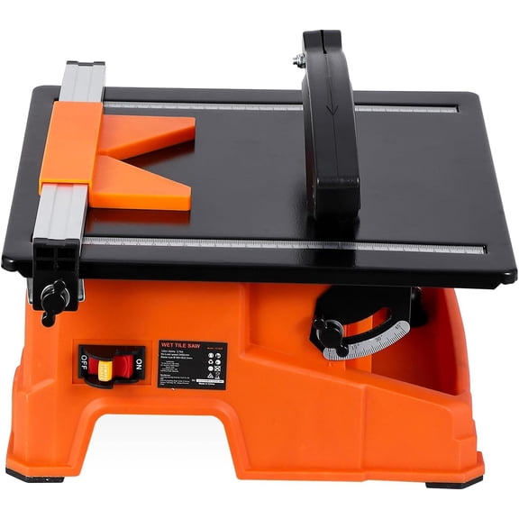 Wet Tile Saw  7 Inch with 6500 RPM Copper Motor, 0-45 Degree Bevel Cutting, Integrated Water System  for Tile and Stone Installation Projects