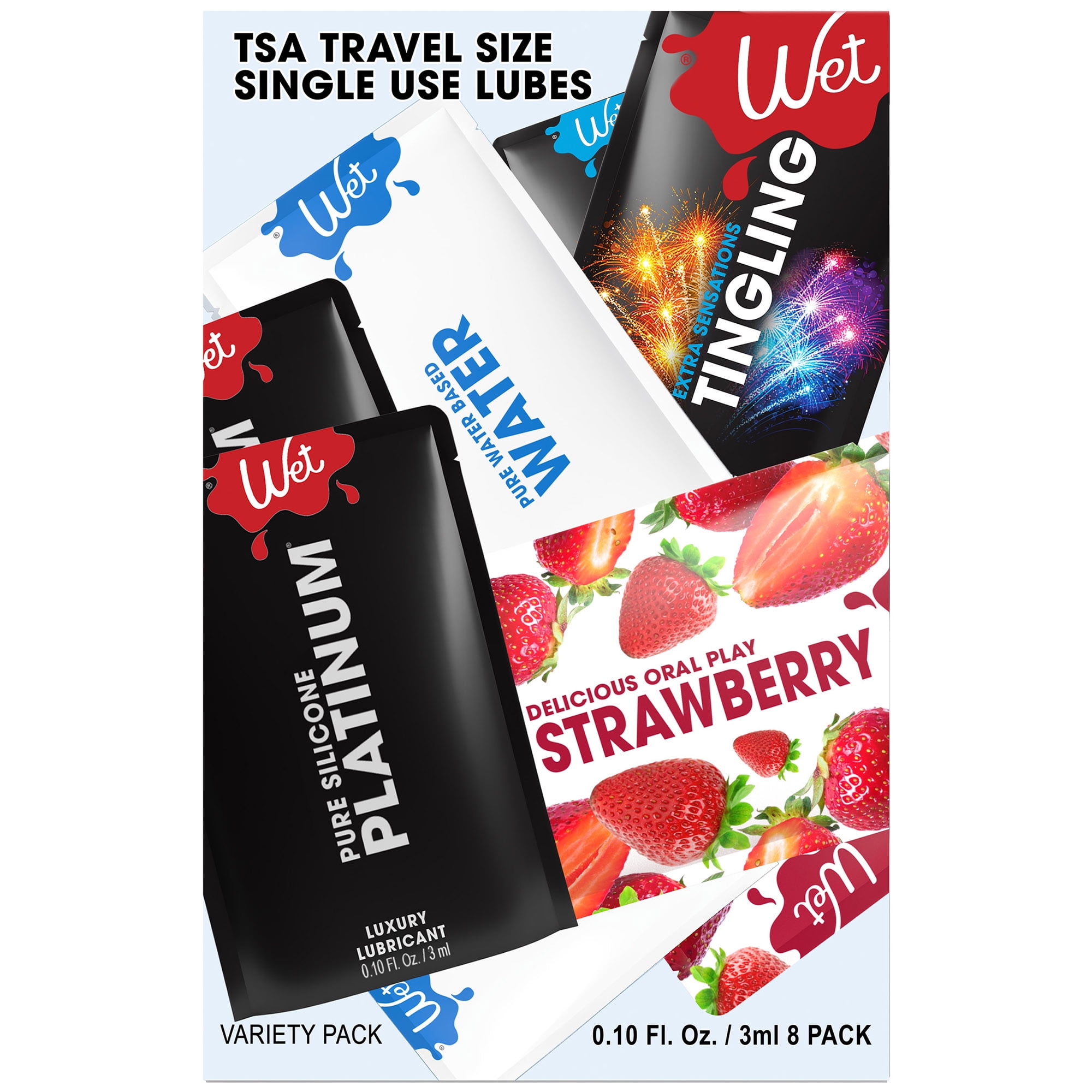 Wet Variety Pack, Silicone & Water Based Personal Lubricant, 3ml (8 Pack)