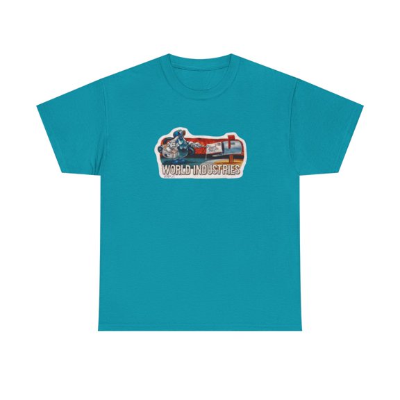 Wet Willy Mailbox World Industries '01 Skateboard Vintage Classic TShirt Print - Tropical Blue / 4XL