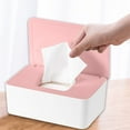 thumbnail image 1 of Somnr Wet Wipes Storage Box, Baby Wipes Dispenser Holder, Reusable Bathroom Wipe Container Dustproof Tissue Box Case with Lid for Home Office, White & Pink, 1 of 8