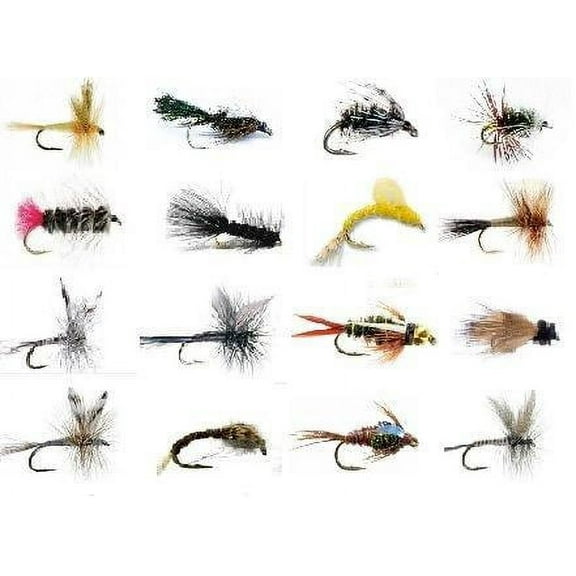 Wet and Dry Assortment for Trout - 16 Flies -16 Patterns