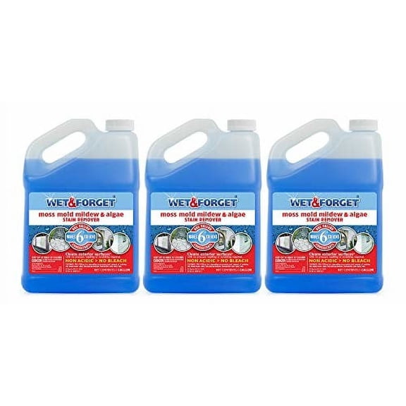 Wet & Forget Moss, Mold, Mildew & Algae Stain Remover Concentrate - 3 Pack, 1 Gallon
