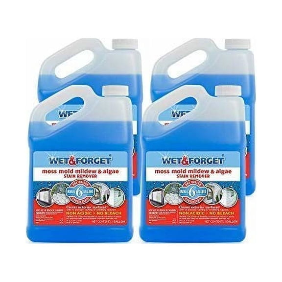 4-pack Wet & Forget Moss, Mold, Mildew & Algae Stain Remover Concentrate - 4 Pack, 1 Gal Each  Residential Use, Standard Application